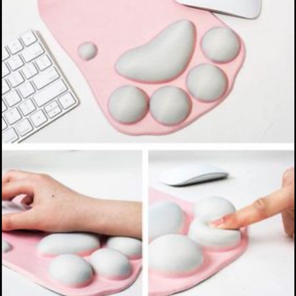 Pink Kawaii Cat Paw Mouse Pad with Wrist Rest Silicone - Picture 5 of 6